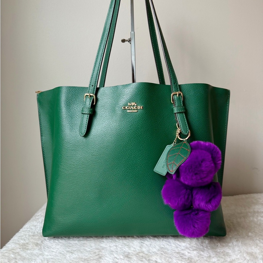 Coach Mollie Tote in green with charm